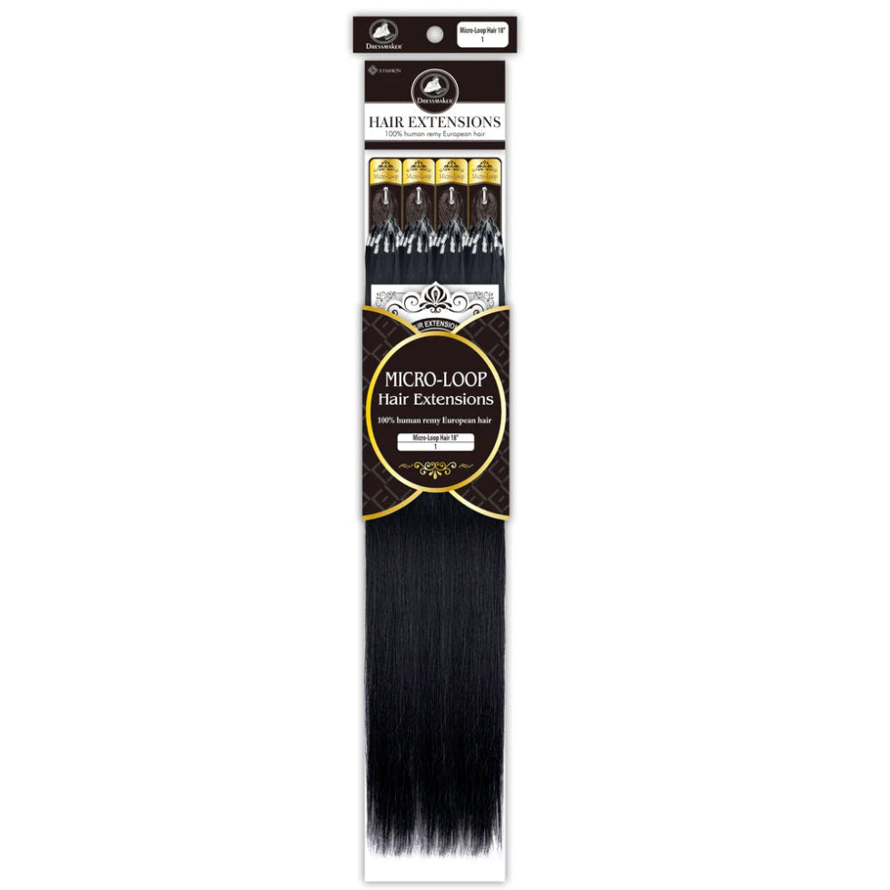 Dressmaker Remy European micro-loop straight hair extensions 18 inch 100pcs natural human hair soft silky finish salon quality extensions