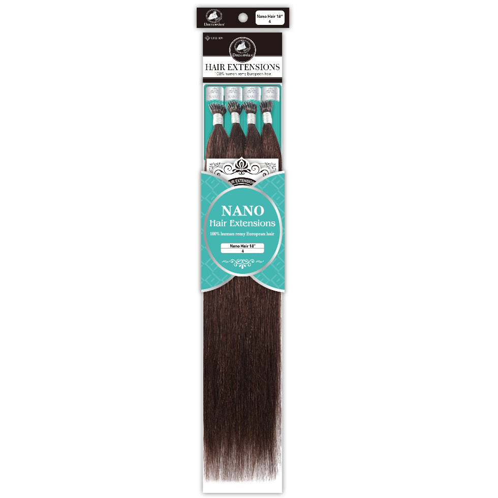 Dressmaker Nano 4 medium brown Remy human hair extensions 18 inch 100pcs natural volume blend