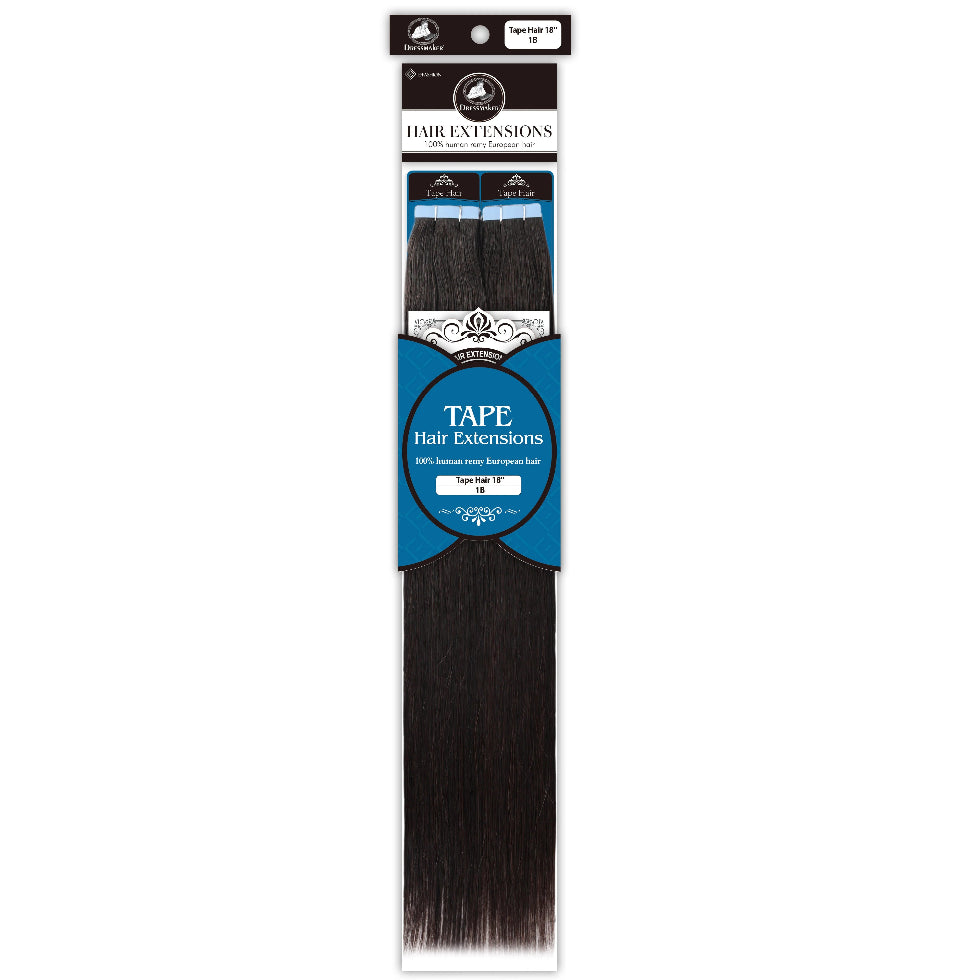 Dressmaker Remy tape 1B hair extensions straight 18 inch 40pcs natural black seamless look