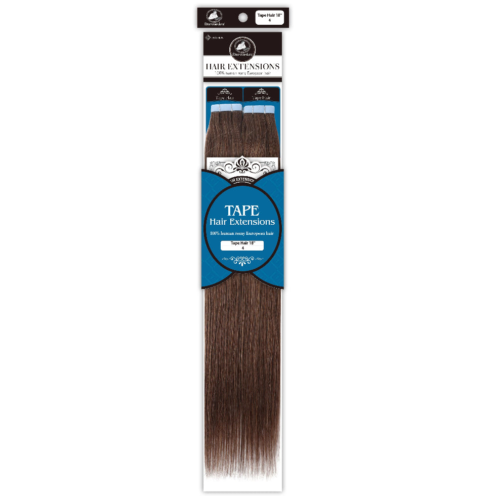 Dressmaker Remy tape color 4 hair extensions straight 18 inch 40pcs medium brown natural look