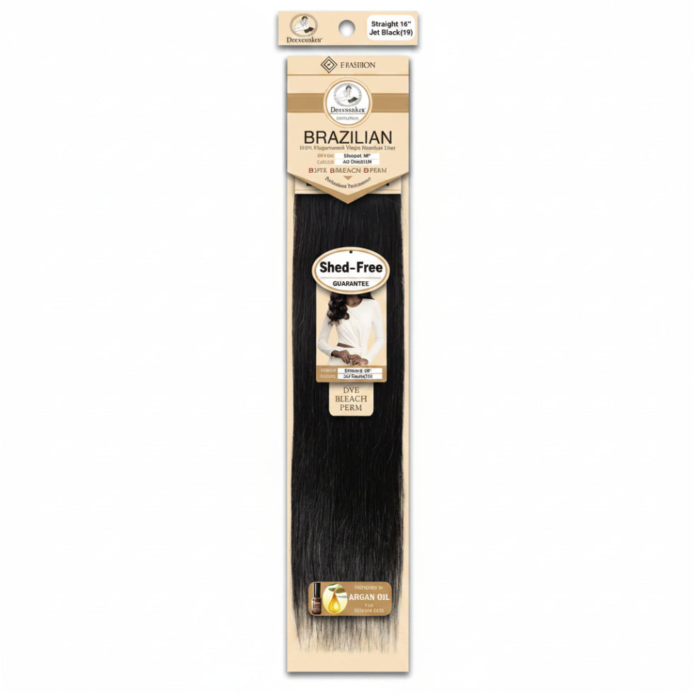 Dressmaker virgin Brazilian straight weave jet black human hair extensions with smooth silky texture and shine**