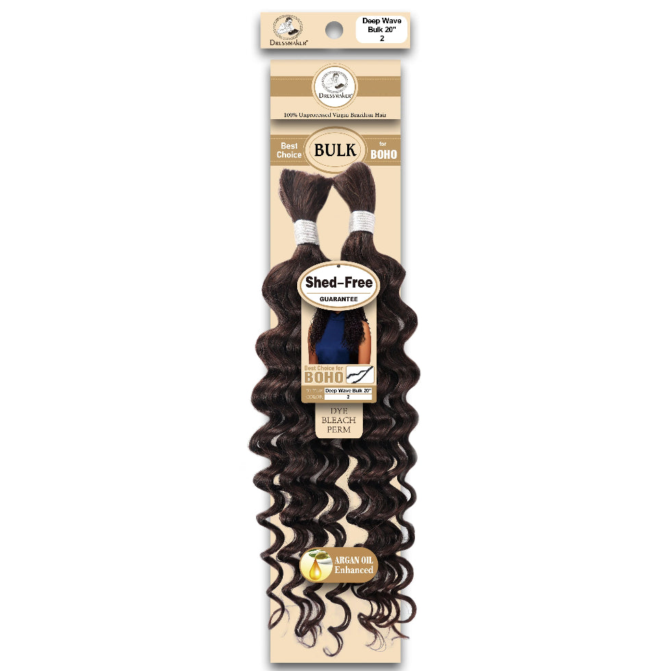Dressmaker virgin Brazilian boho braids 2 deep bulk 20 inch dark brown boho wave human hair for braiding and styling