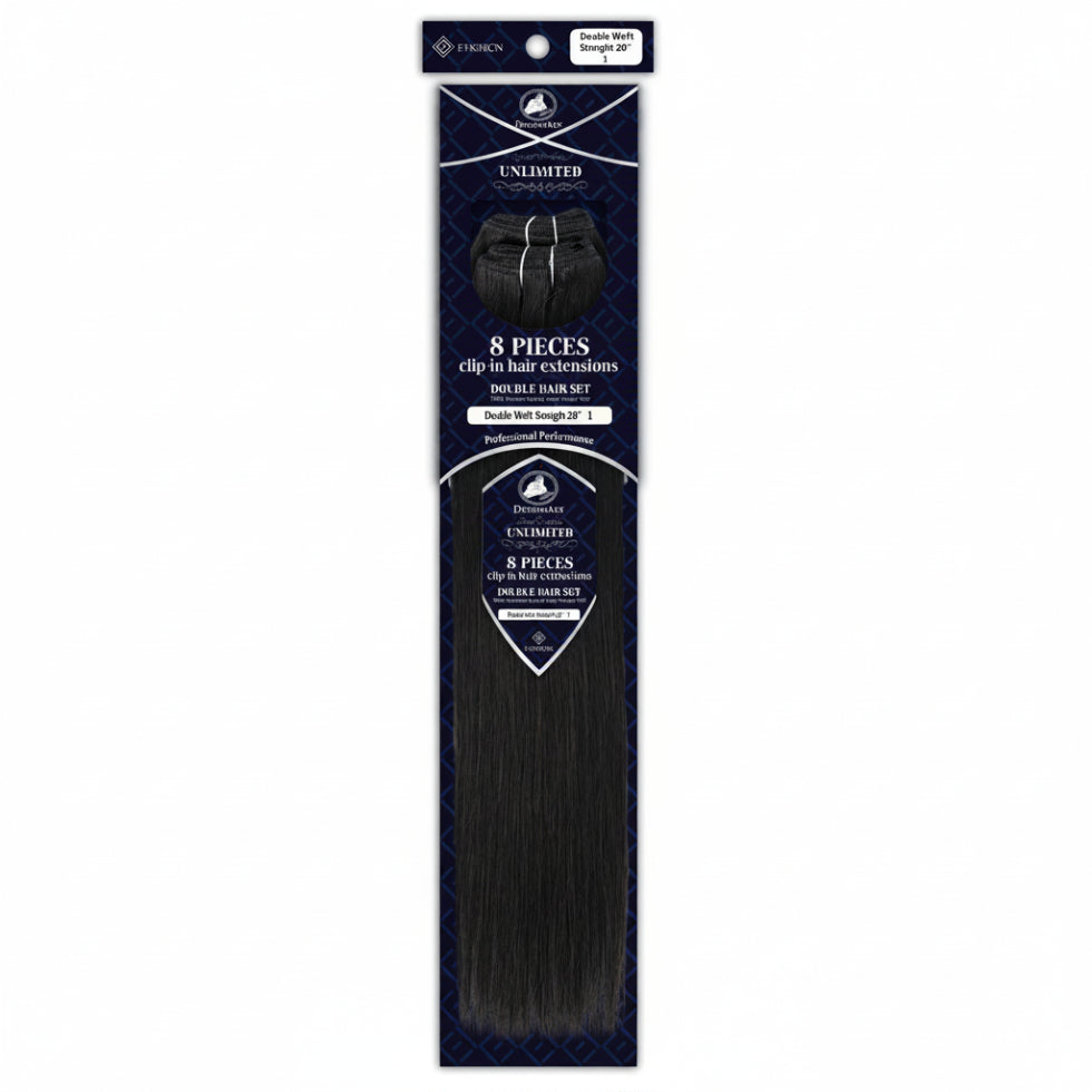 Dressmaker 8 Piece Double Weft Clip-In Hair Extensions in Bleach Blonde (#613)