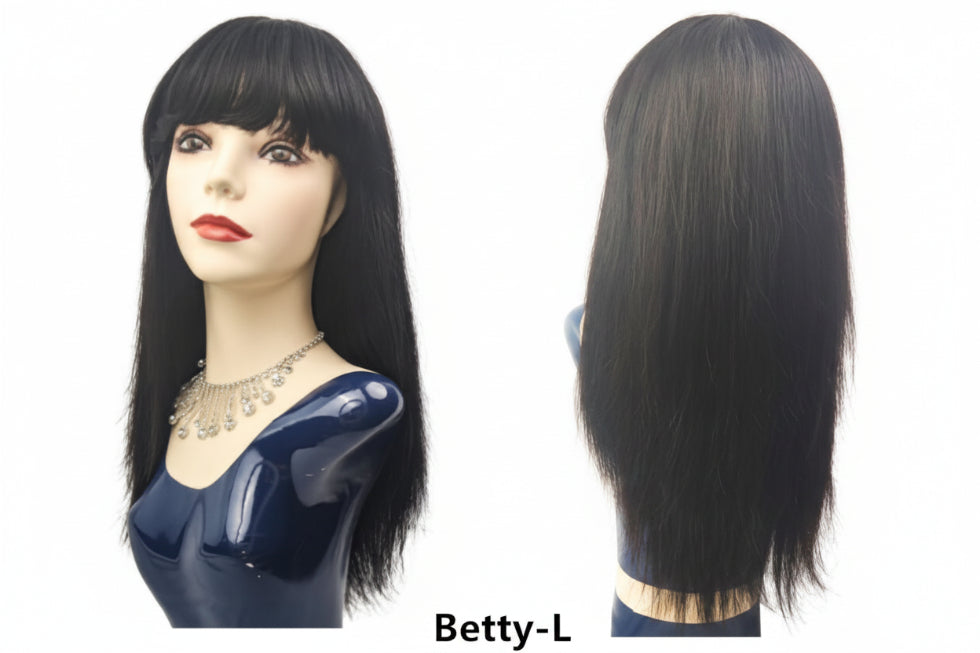 Dressmaker Betty L wig made with 100% unprocessed virgin Brazilian human hair for natural softness and volume**