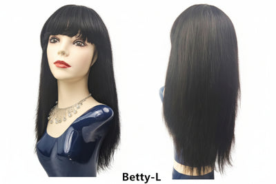 Dressmaker Betty L wig made with 100% unprocessed virgin Brazilian human hair for natural softness and volume**