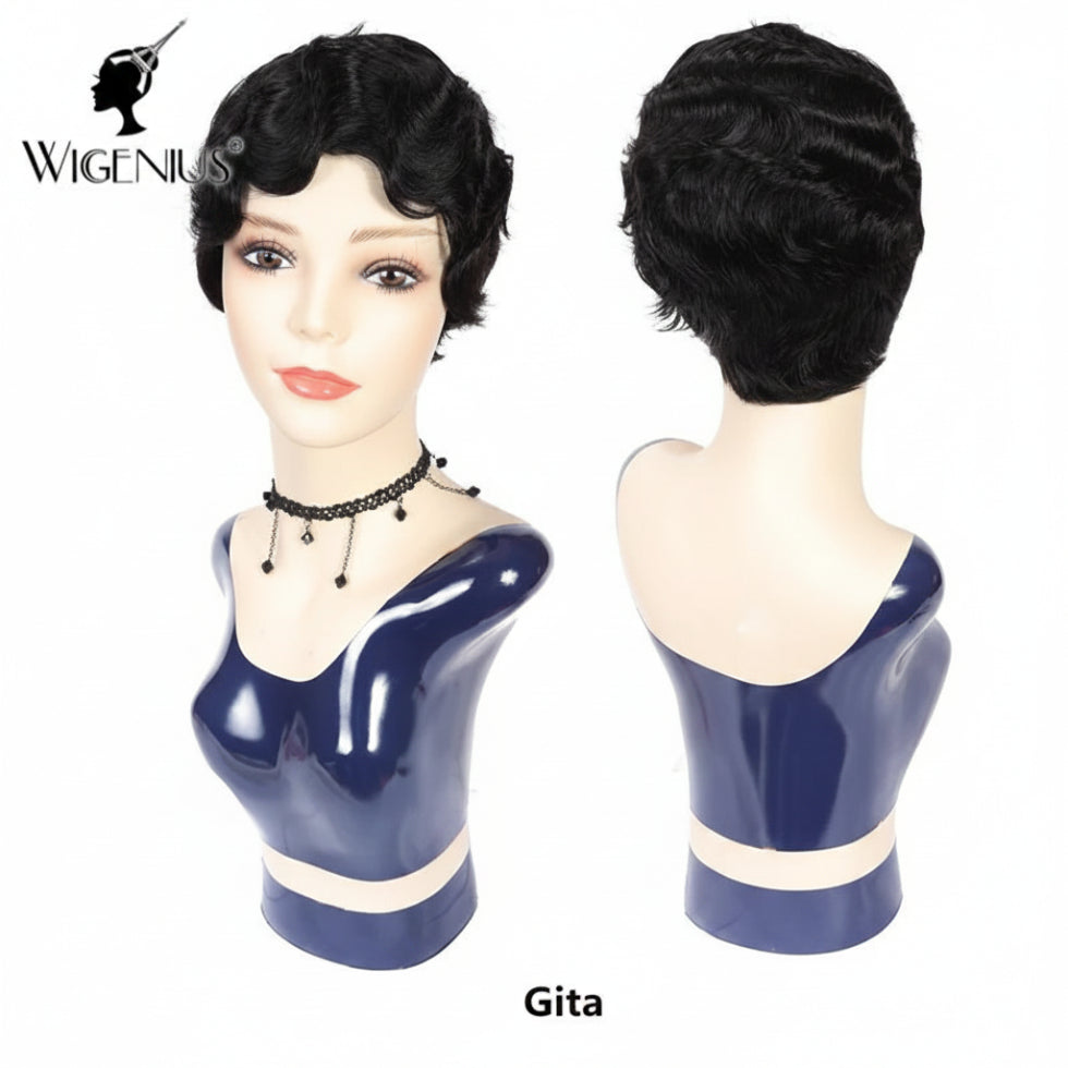 Dressmaker Gita wig made with 100% unprocessed virgin Brazilian human hair for natural softness and shine**