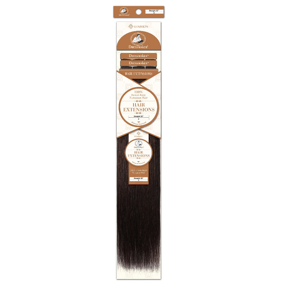 Dressmaker human Remy European weft straight hair 22 inch shade 2 dark brown silky smooth natural salon quality extensions