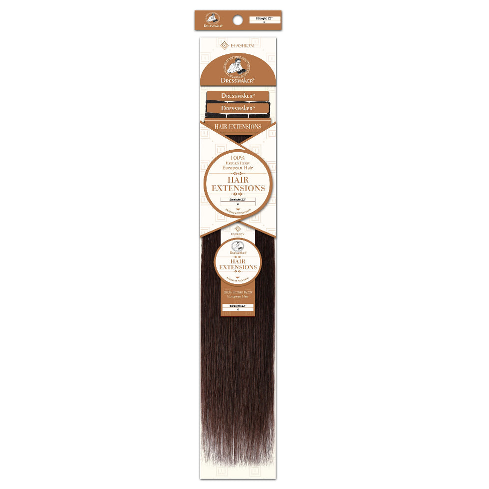 Dressmaker human Remy European weft straight hair 22 inch shade 4 medium brown silky smooth salon quality extensions