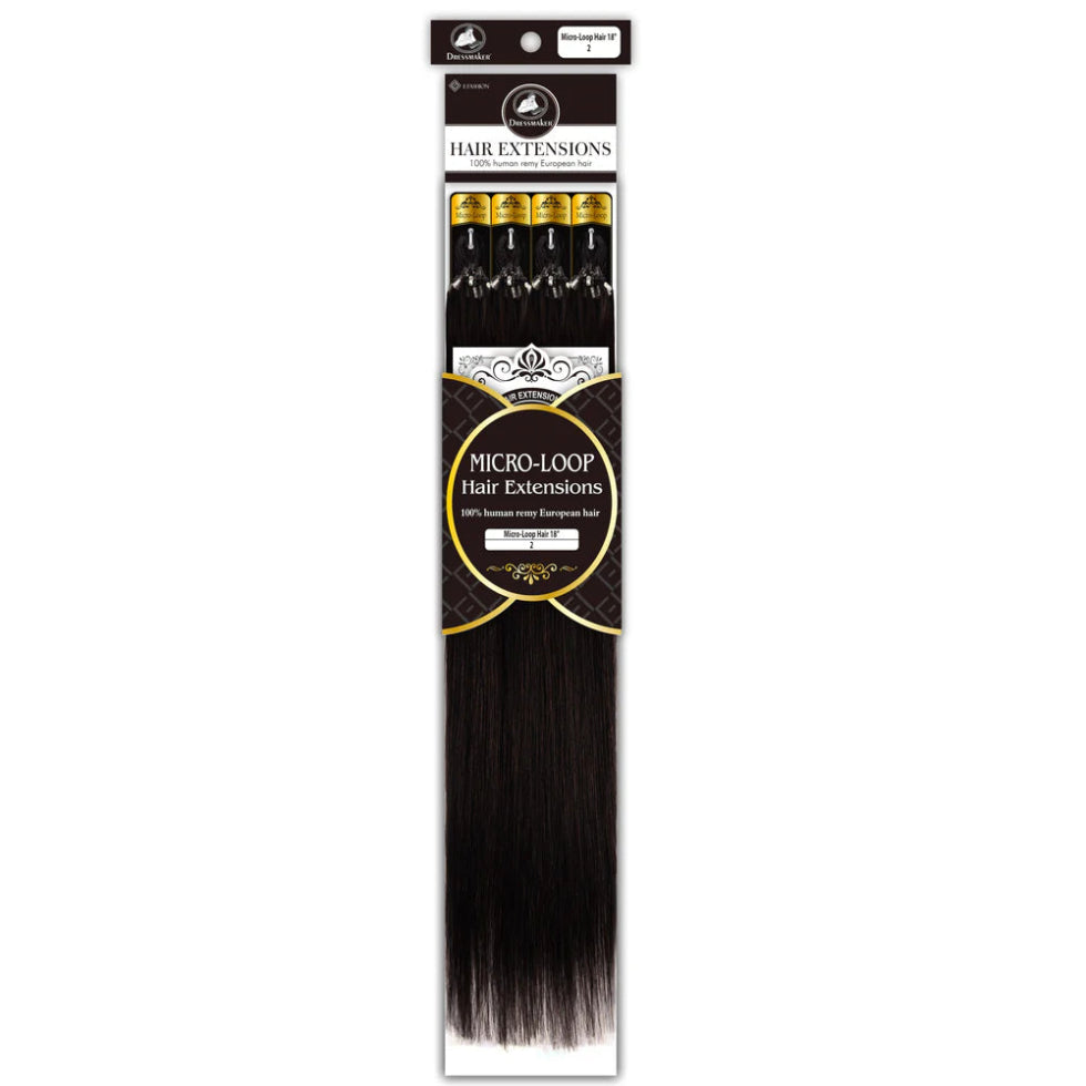 Dressmaker Remy European micro-loop straight hair extensions 18 inch color 2 natural dark brown 100pcs human hair soft silky salon finish extensions