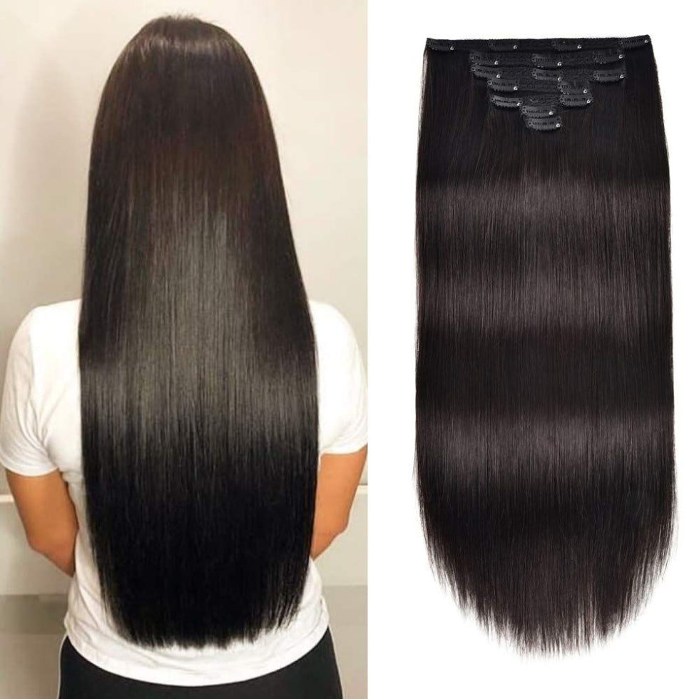 dressmaker unlimited human hair extensions straight 14 inch color 1b for natural smooth voluminous hair styling