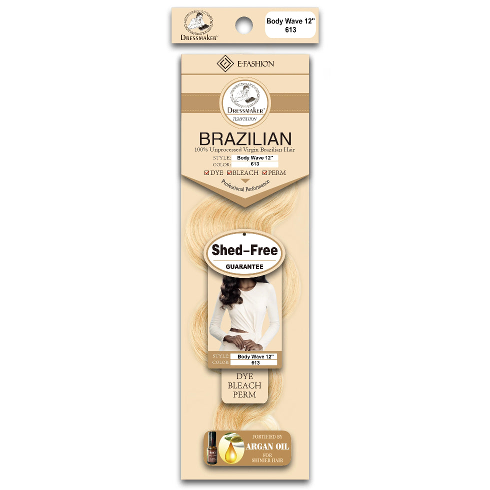 Dressmaker virgin Brazilian body wave weave blonde 12 inch unprocessed human hair medium length soft waves natural volume style