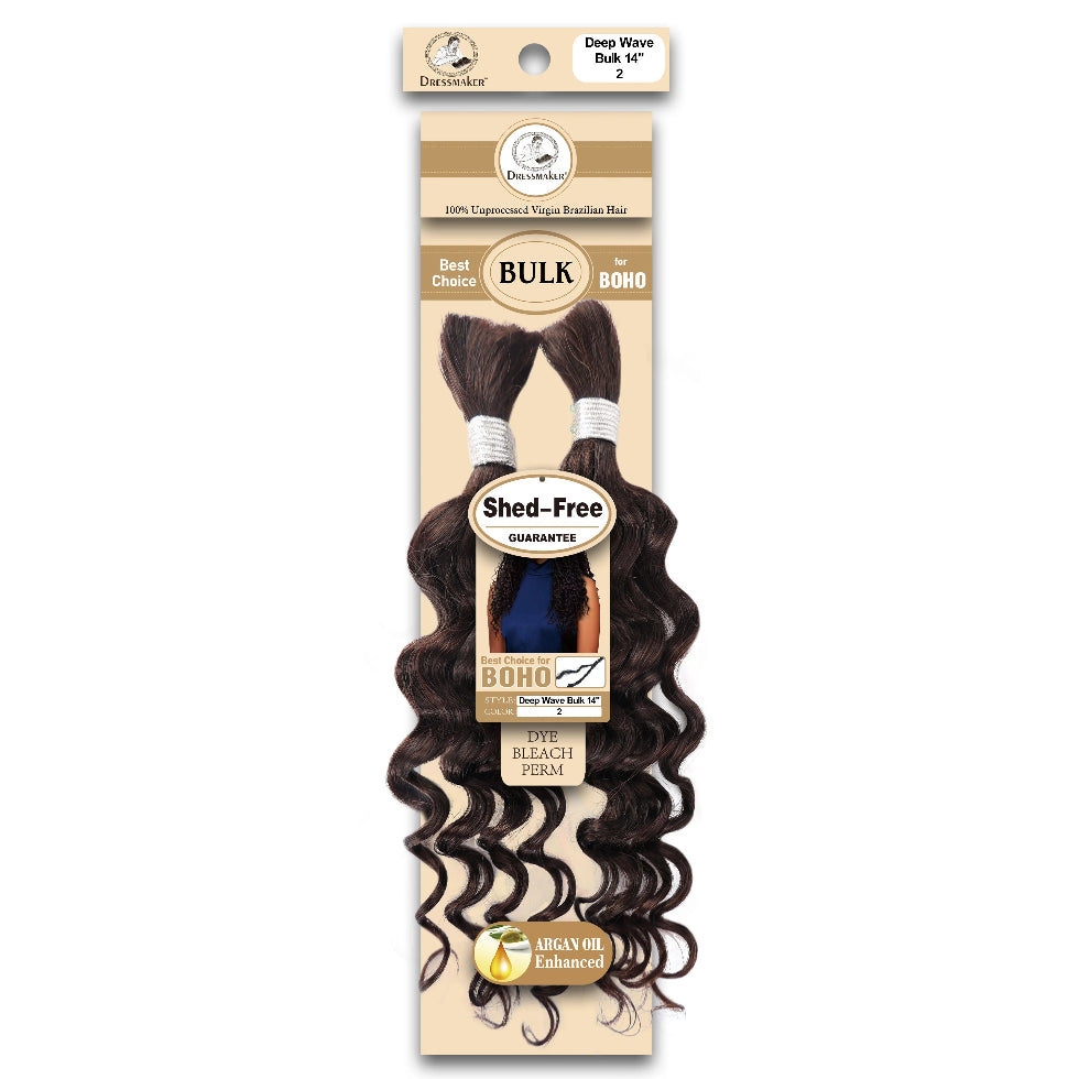 Dressmaker Virgin Brazilian Boho Braids 2 deep bulk 14 inch dark brown human hair extensions