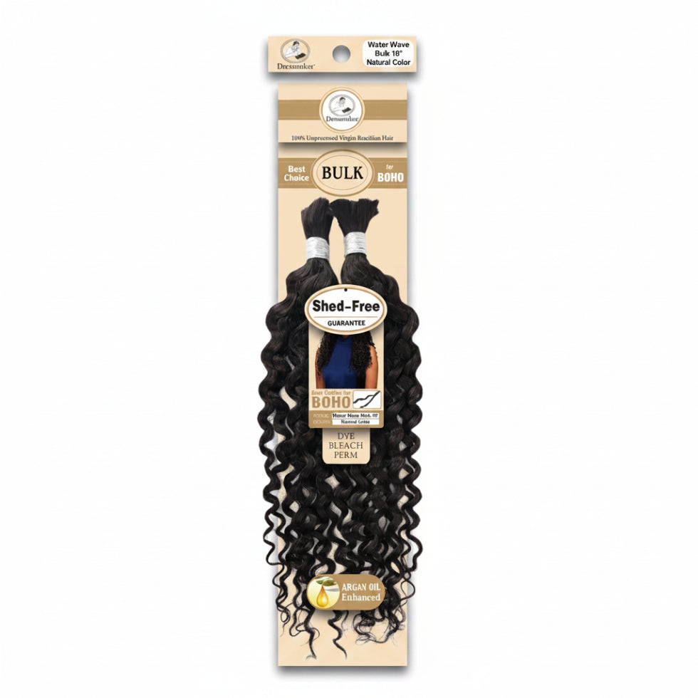 Dressmaker 18 inch virgin Brazilian water wave bulk hair for boho braids in natural color human hair extensions
