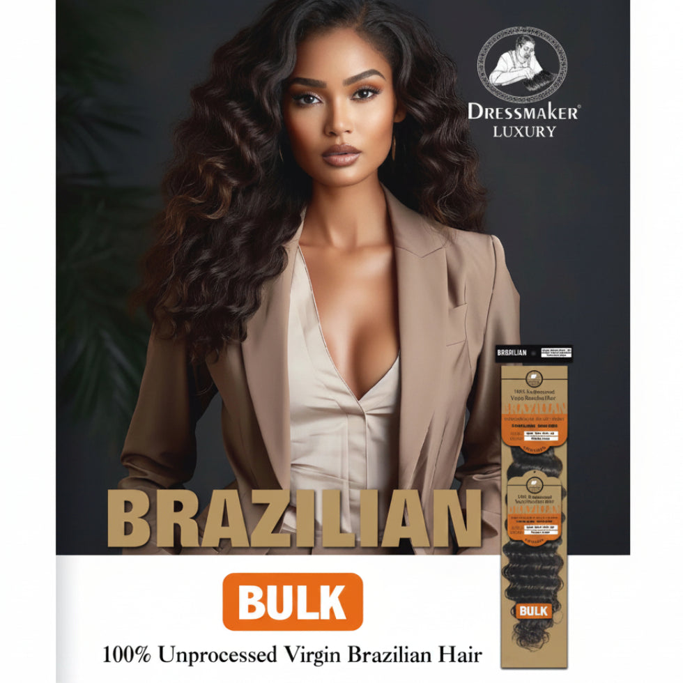 Dressmaker luxury virgin Brazilian bulk deep wave 18 inch natural color human hair with soft defined waves and full volume