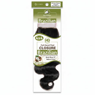 Dressmaker virgin Brazilian HD lace closure 4x4 body wave 12 inch natural color free part soft wave salon quality closure