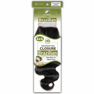 Dressmaker virgin Brazilian HD lace closure 4x4 body wave 14 inch natural color free part soft wave salon quality closure