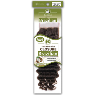 Dressmaker virgin Brazilian HD lace closure 4x4 deep wave 10 inch natural color free part soft curly salon quality closure