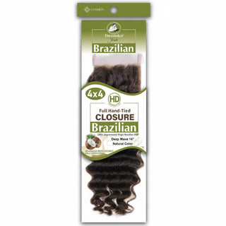 Dressmaker virgin Brazilian HD lace closure 4x4 deep wave 14 inch natural color free part soft curly salon quality closure