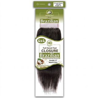 Dressmaker virgin Brazilian HD lace closure 4x4 straight 12 inch natural color free part sleek salon quality human hair closure