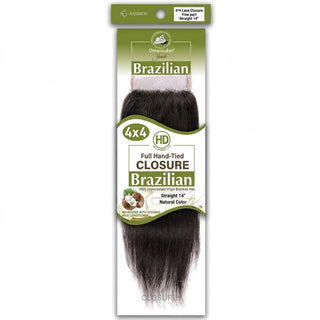 Dressmaker virgin Brazilian HD lace closure 4x4 straight 14 inch natural color free part sleek salon quality human hair closure