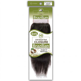 Dressmaker virgin Brazilian HD lace closure 4x4 straight 16 inch natural color free part sleek salon quality human hair closure