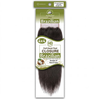 Dressmaker virgin Brazilian HD lace closure 4x4 straight 18 inch natural color free part sleek salon quality human hair closure