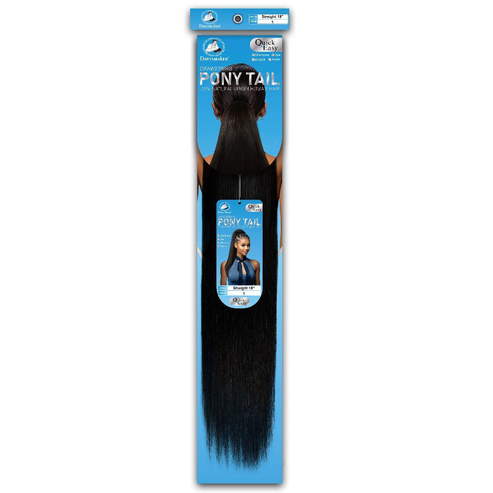 Dressmaker virgin human hair straight drawstring ponytail 18 inch 1 sleek natural salon quality hair extension