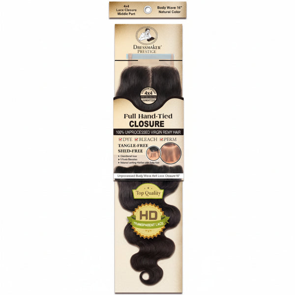 Dressmaker Virgin Remy Bohemian Lace Closure 4x4 Free Part Natural Color Hair
