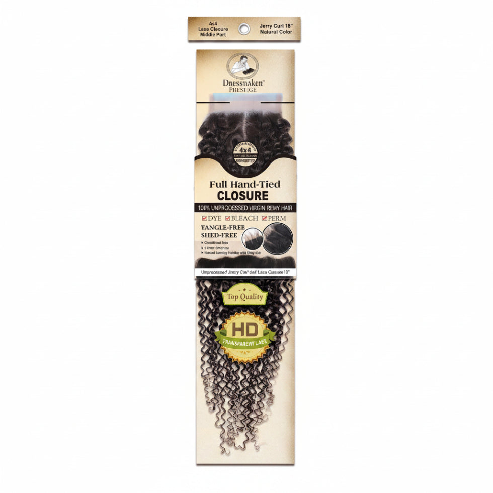 Dressmaker virgin Remy deep wave 4x4 lace closure middle part natural color human hair closure**