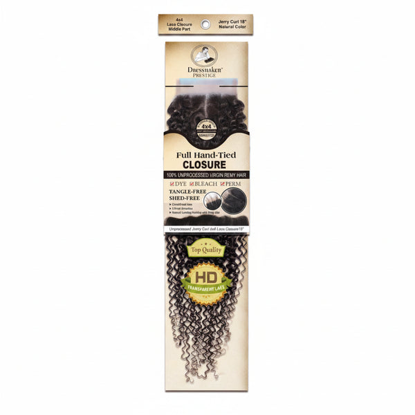 Dressmaker Virgin Remy Deep Wave Lace Closure 4x4 Middle Part Natural Color