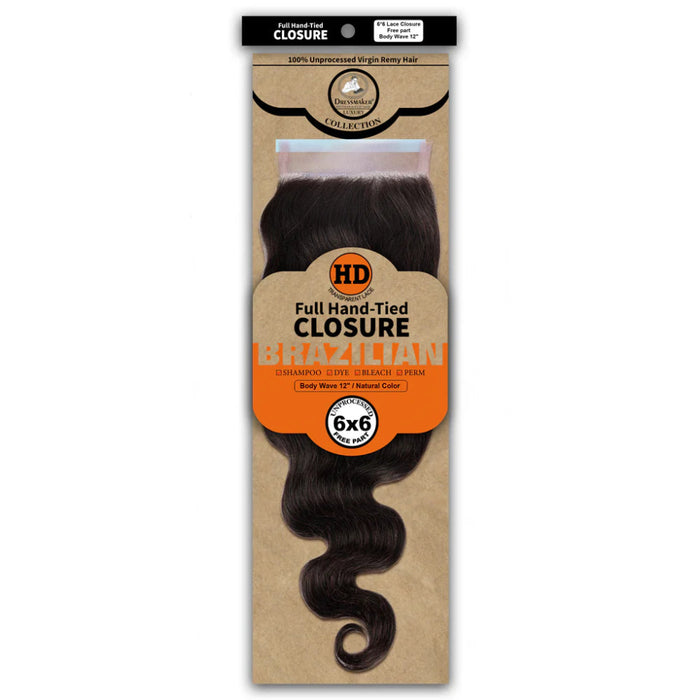 Dressmaker 100% Virgin Remy HD Luxury 6X6 Body Wave Lace Closure Free Part