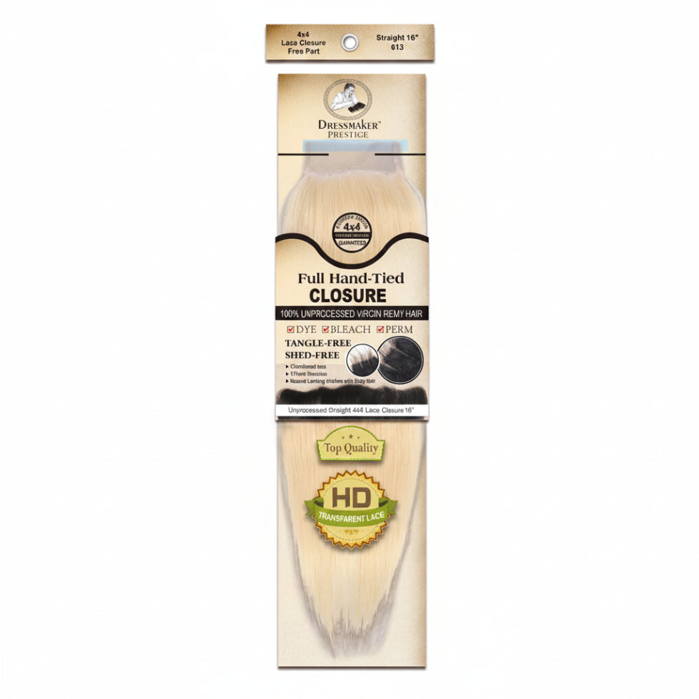Dressmaker virgin Remy straight 613 blonde 4x4 free part lace closure human hair closure**