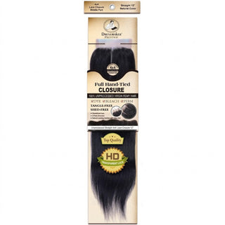 Dressmaker virgin Remy straight lace closure 4x4 middle part natural color 12 inch human hair soft silky seamless blend closure