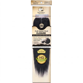 Dressmaker virgin Remy straight lace closure 4x4 middle part natural color 14 inch human hair soft silky seamless blend closure