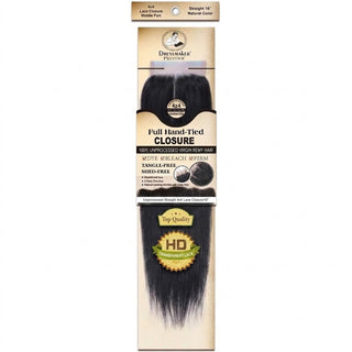 Dressmaker virgin Remy straight lace closure 4x4 middle part natural color 16 inch human hair soft silky seamless blend closure