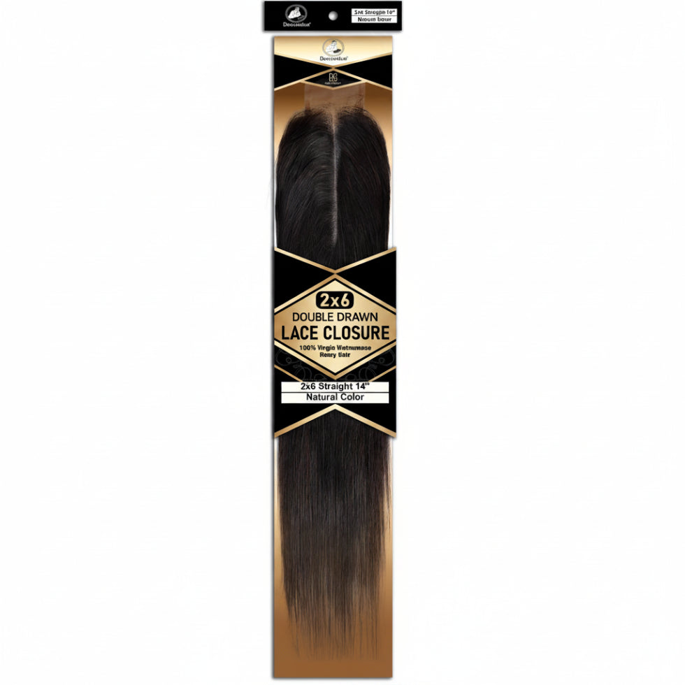 Dressmaker virgin Vietnamese double drawn 2x6 straight lace closure with natural scalp effect and full density**