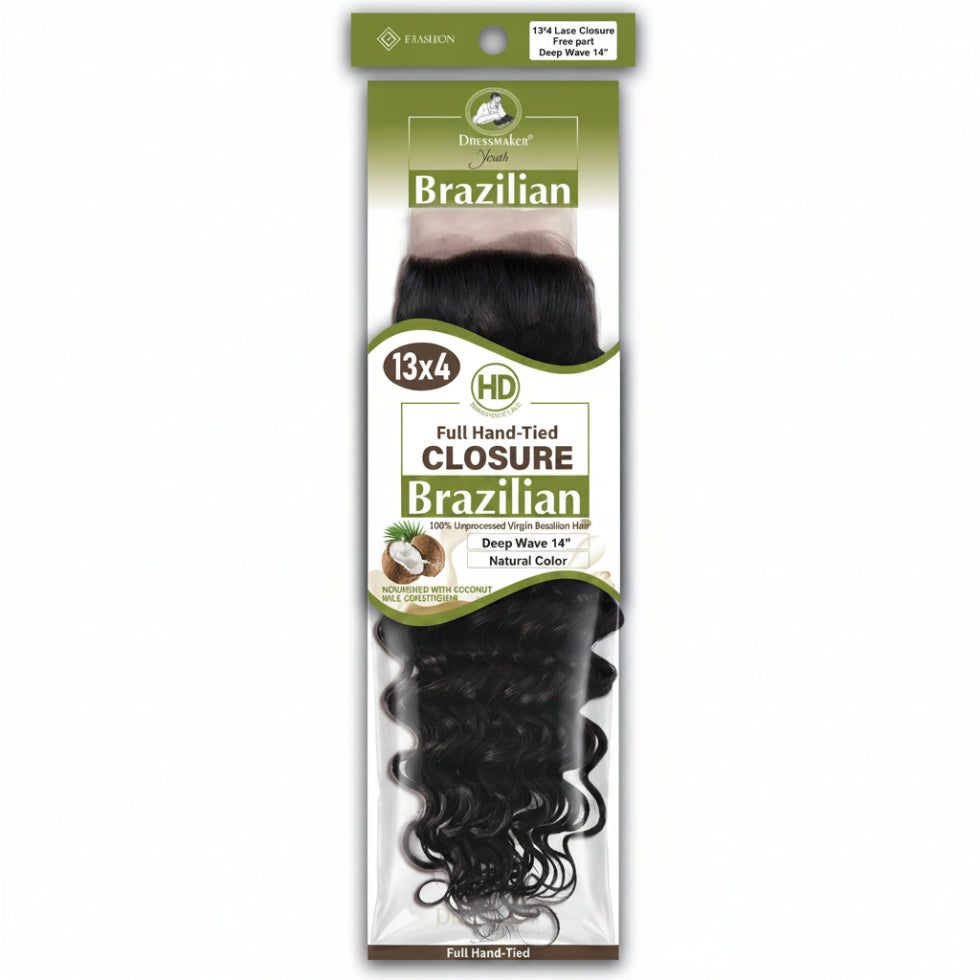 Dressmaker Youth virgin Brazilian deep wave 13x4 HD free part lace frontal human hair**