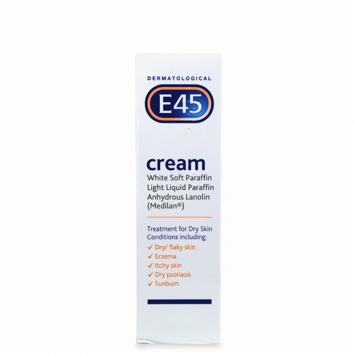e45 cream 50g white soft paraffin liquid paraffin lanolin dry itchy sunburn relief skin moisturizer care