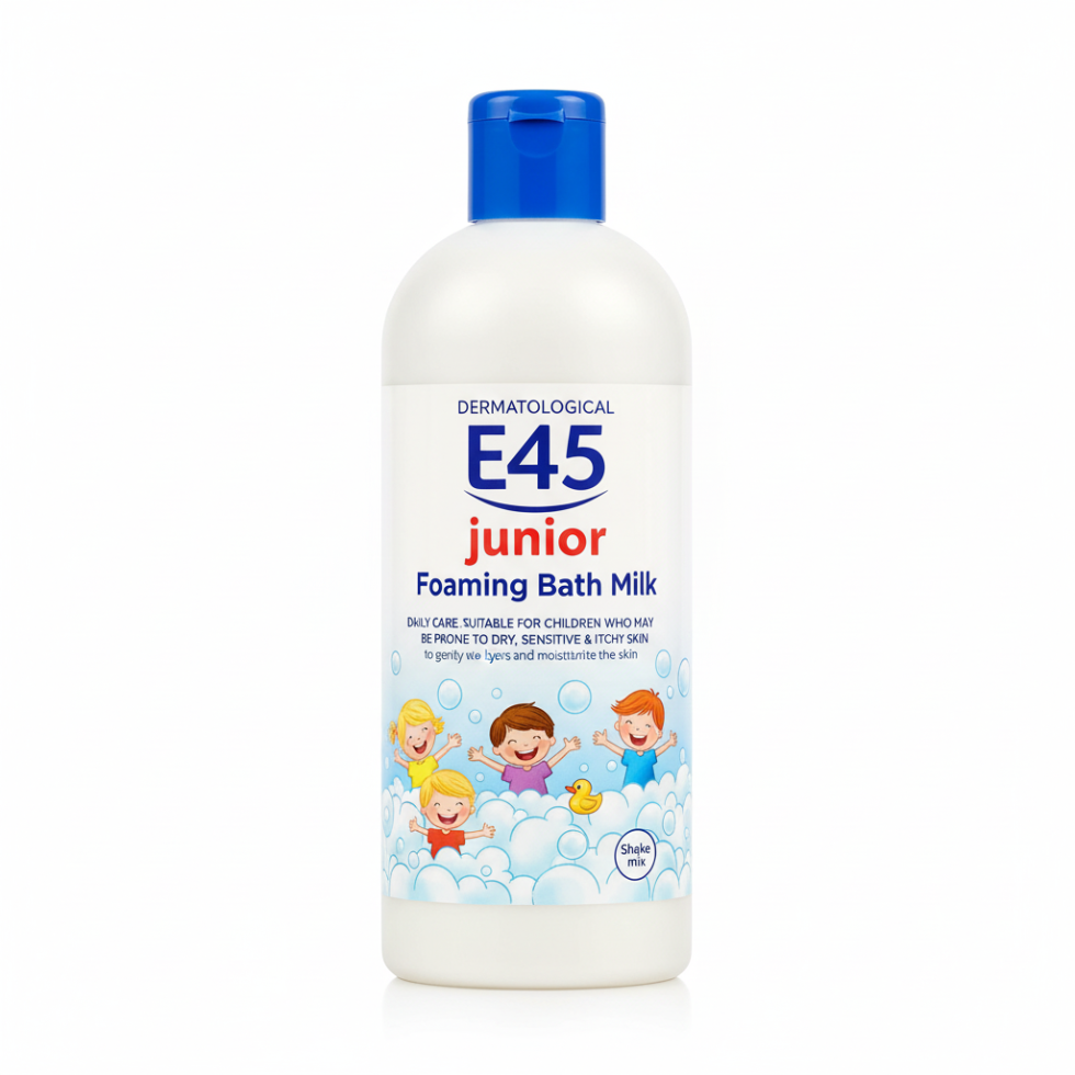 e45 junior foaming bath milk 500ml gentle moisturizing bath for children dry sensitive skin care soft foam