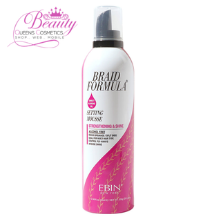 EBIN Braid Formula Strengthening & Shine Setting Mousse with Sweet Almond Oil 354ml | Smooth & Frizz-Free Braids