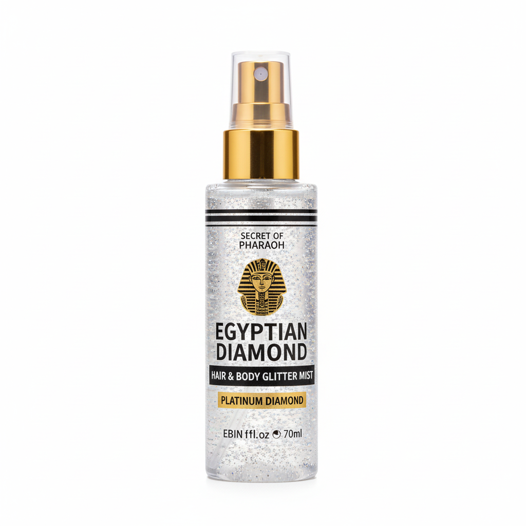 EBIN Secret of Pharaoh Hair & Body Glitter Mist 70ml | Platinum Diamond