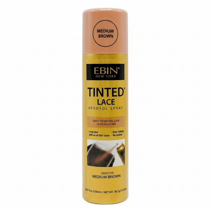 EBIN Tinted Lace Aerosol Spray Medium Brown 150ml | Seamless Wig Lace Tint