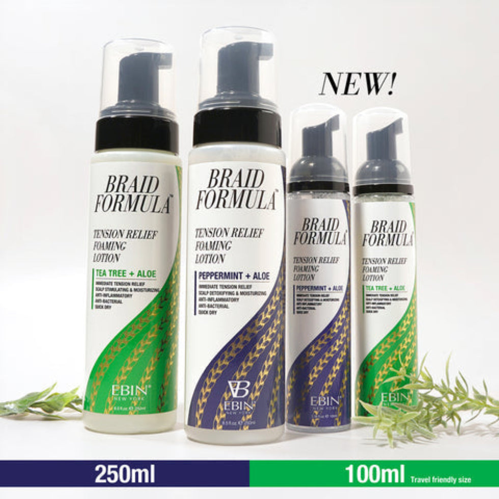 EBIN Braid Formula Tension Relief Foaming Lotion 250ml peppermint and aloe