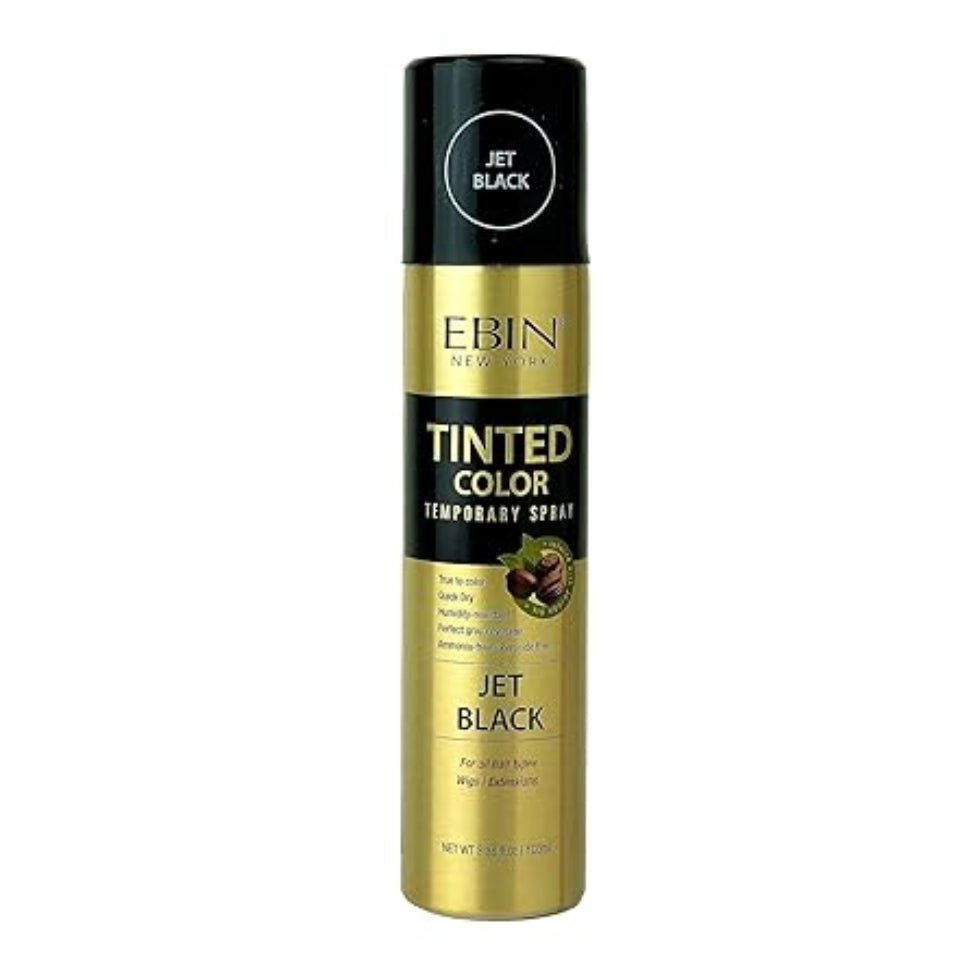 ebin tinted color temporary spray jet black 100ml washable black hair color spray for sleek styling and gray touch up look