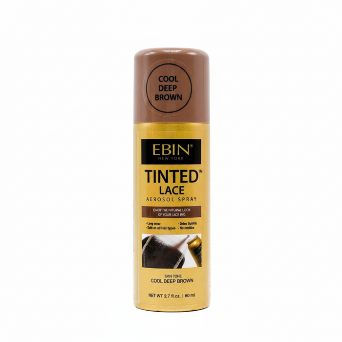 EBIN Tinted Lace Aerosol Spray 80ml | Cool Deep Brown Seamless Wig Finish