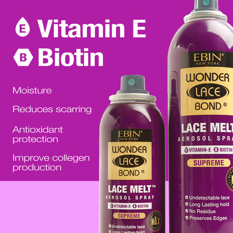 EBIN New York Lace Bond Lace Melt Spray with Vitamin E 6oz | All-Day Hold
