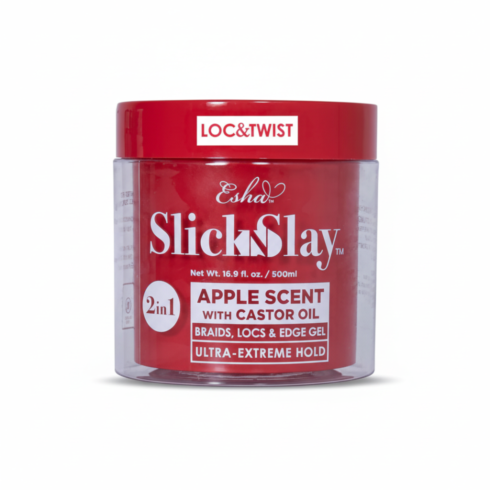ESHA slick n slay apple castor oil gel 500ml ultra extreme hold braid locs and edge styling gel