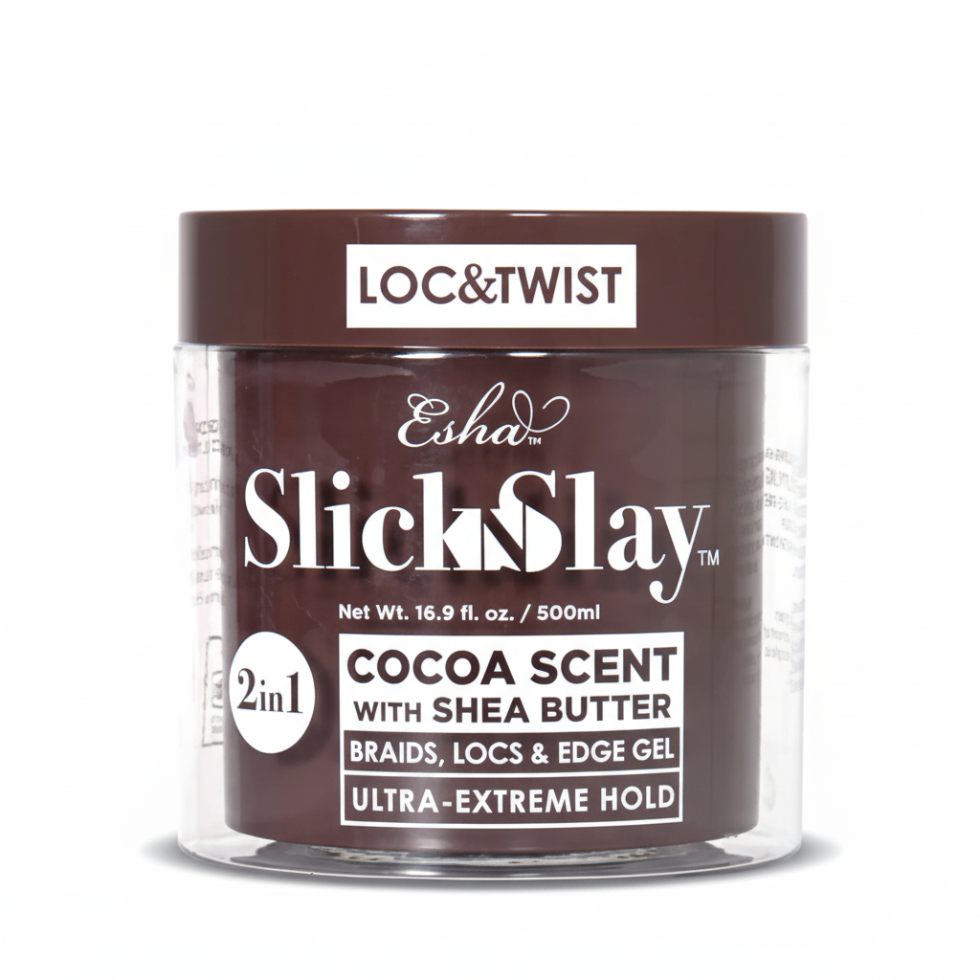 ESHA slick n slay cocoa shea butter gel 500ml ultra extreme hold braid locs and edge styling gel
