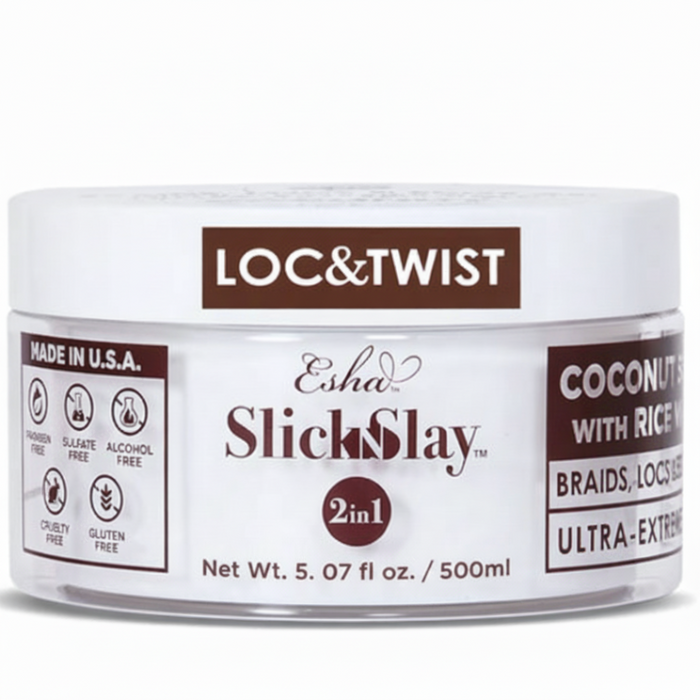 Esha Slick N Slay Coconut Rice Water Gel 500ml | Ultra Hold Braid Locs Edge Gel