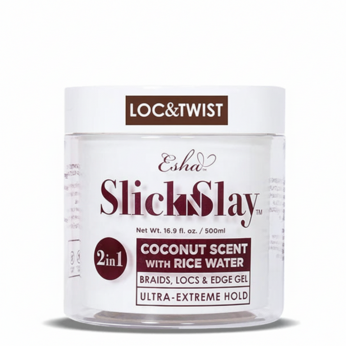 Esha Slick N Slay Coconut Rice Water Gel 500ml | Ultra Hold Braid Locs Edge.